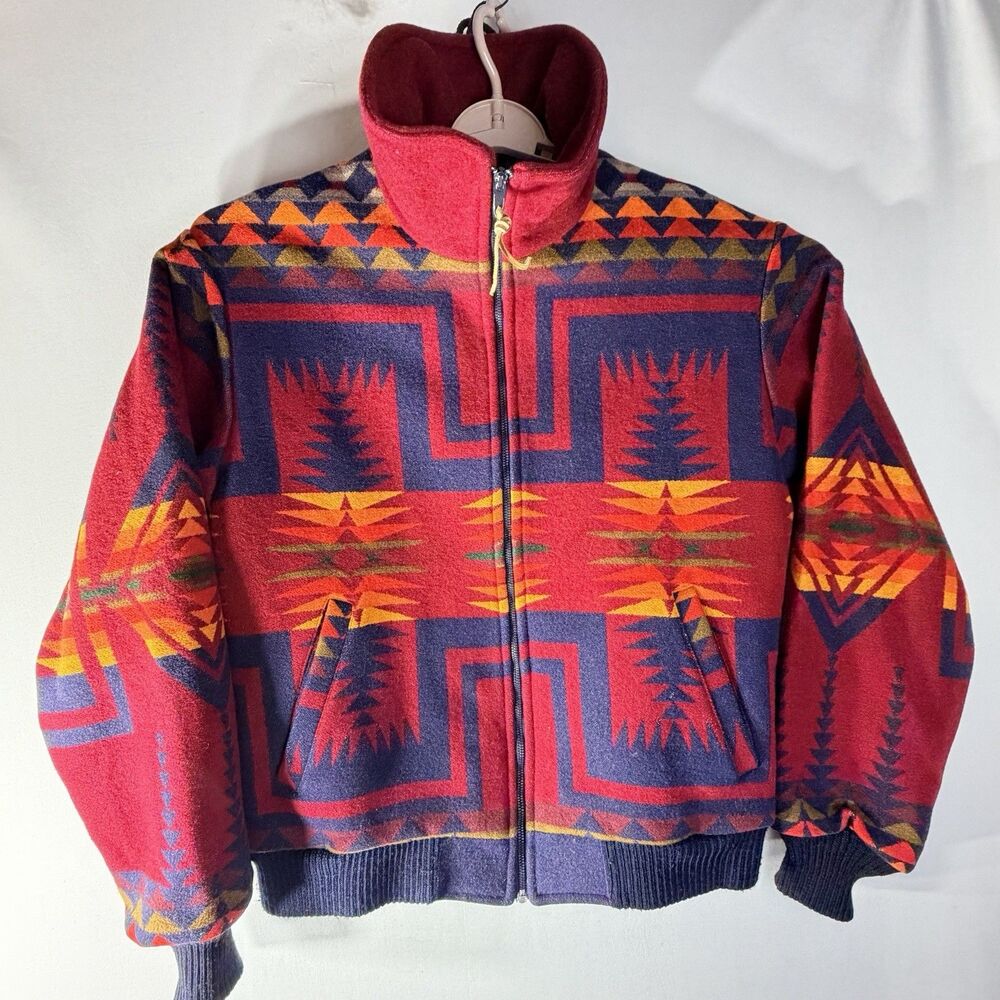 Pendleton High Grade Western Wear Wool Jacket AZTEC Men's  Red